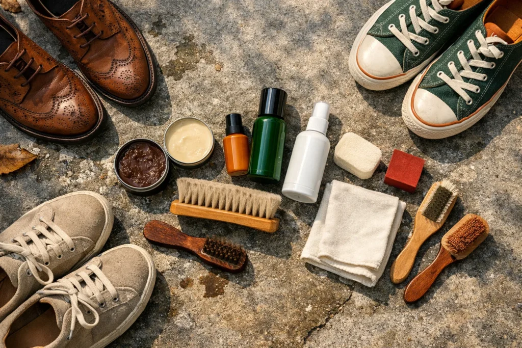 Protégez vos chaussures en cuir, daim ou textile avec des produits d’entretien adaptés