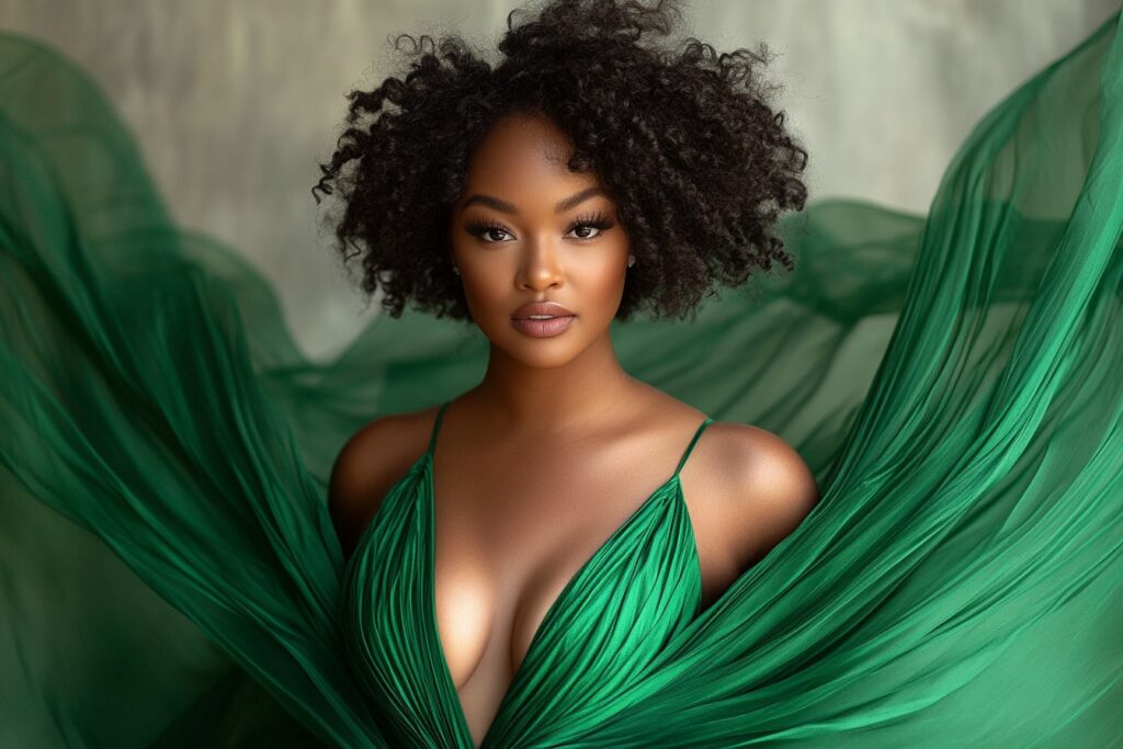 Inspiration pour une robe vert émeraude de grande taille
