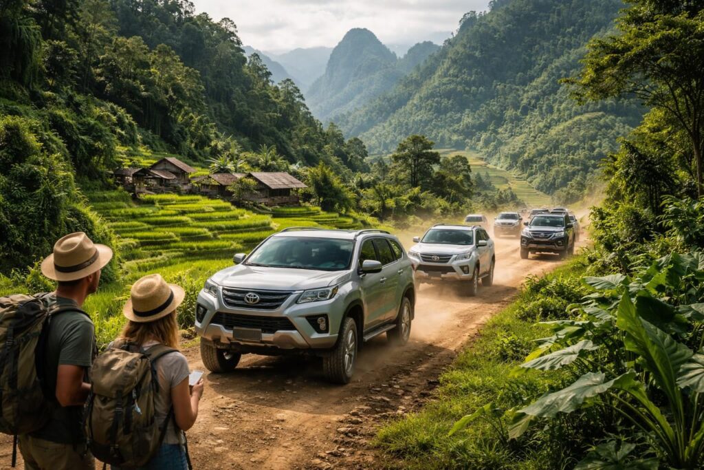 Voyages en Indochine avec location de SUV Fortuner ou Everest tout-terrain